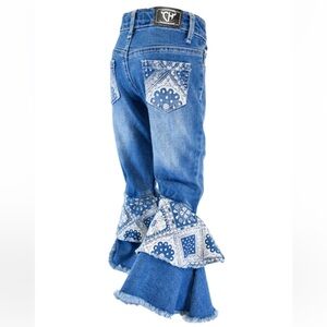 Cowgirl Hardwear Flare Bell Jeans Girls Western Glam Sz 6 Medium Wash Denim